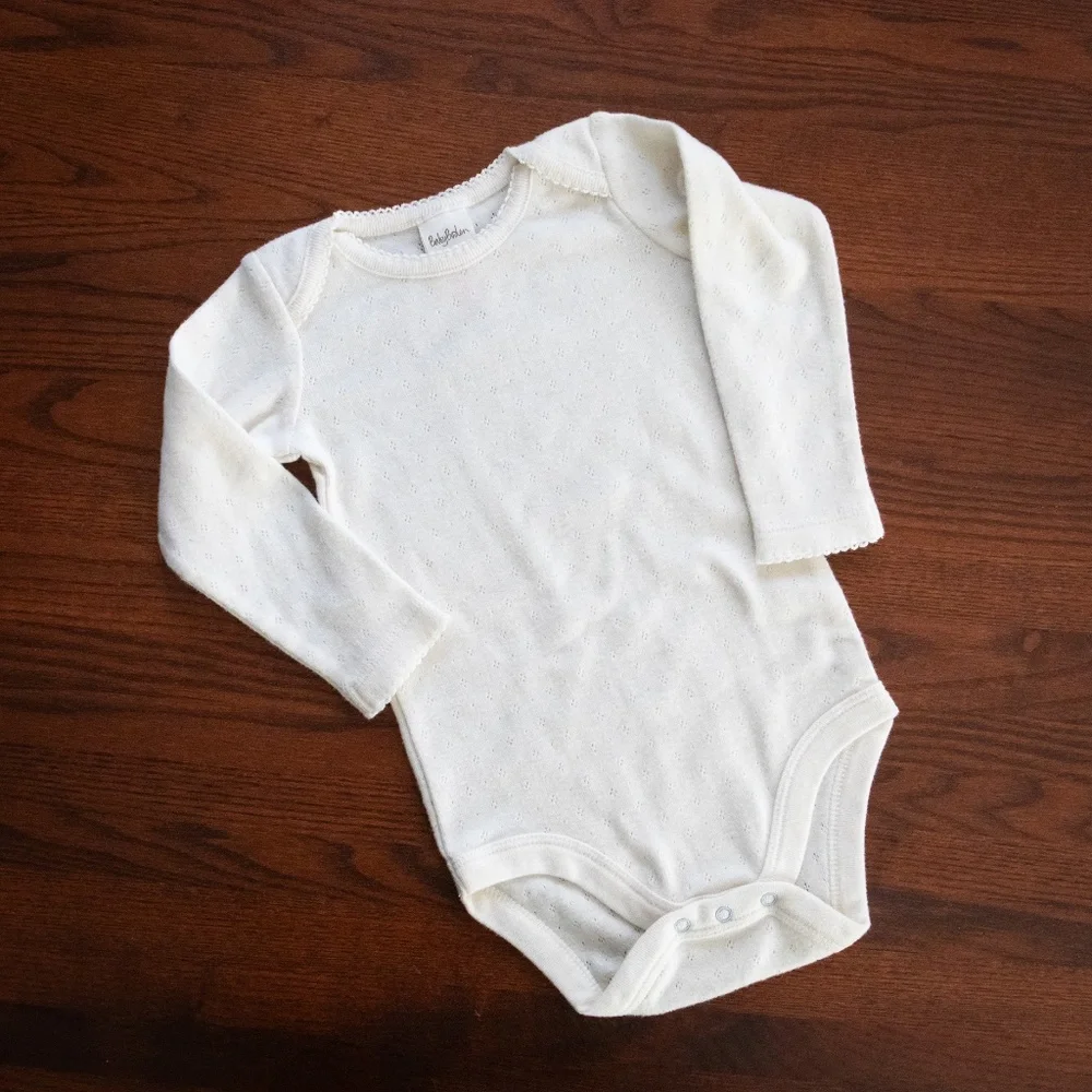 NWOT Baby Boden Pointelle Long Sleeve Onesie - Picture 3 of 9